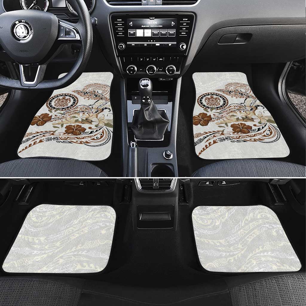 Polynesian Manta Ray Car Mats Beige Floral Turtle Tattoo LT9 Set 4pcs Beige - Polynesian Pride