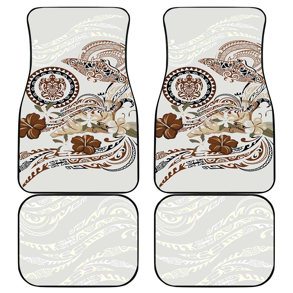 Polynesian Manta Ray Car Mats Beige Floral Turtle Tattoo LT9 - Polynesian Pride