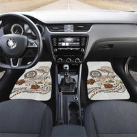 Polynesian Manta Ray Car Mats Beige Floral Turtle Tattoo LT9 Set 2pcs - Front Beige - Polynesian Pride