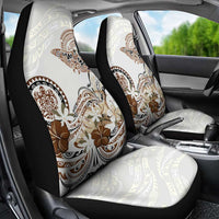 Polynesian Manta Ray Car Seat Cover Beige Floral Turtle Tattoo - Polynesian Pride