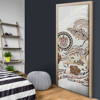 Polynesian Manta Ray Door Cover Beige Floral Turtle Tattoo - Polynesian Pride