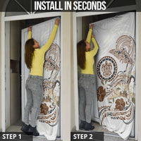 Polynesian Manta Ray Door Cover Beige Floral Turtle Tattoo - Polynesian Pride