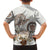 Polynesian Manta Ray Family Matching Long Sleeve Bodycon Dress and Hawaiian Shirt Beige Floral Turtle Tattoo - Polynesian Pride
