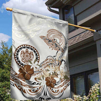 Polynesian Manta Ray Garden Flag Beige Floral Turtle Tattoo LT9 - Polynesian Pride
