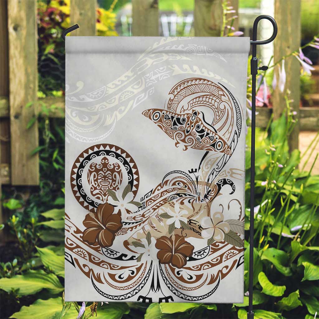 Polynesian Manta Ray Garden Flag Beige Floral Turtle Tattoo LT9 Garden Flag Beige - Polynesian Pride