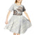 Polynesian Manta Ray Kid Short Sleeve Dress Beige Floral Turtle Tattoo - Polynesian Pride