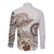 Polynesian Manta Ray Long Sleeve Button Shirt Beige Floral Turtle Tattoo - Polynesian Pride