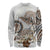 Polynesian Manta Ray Long Sleeve Shirt Beige Floral Turtle Tattoo - Polynesian Pride
