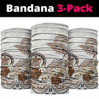 Polynesian Manta Ray Neck Gaiter Beige Floral Turtle Tattoo - Polynesian Pride