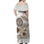 Polynesian Manta Ray Off Shoulder Maxi Dress Beige Floral Turtle Tattoo - Polynesian Pride