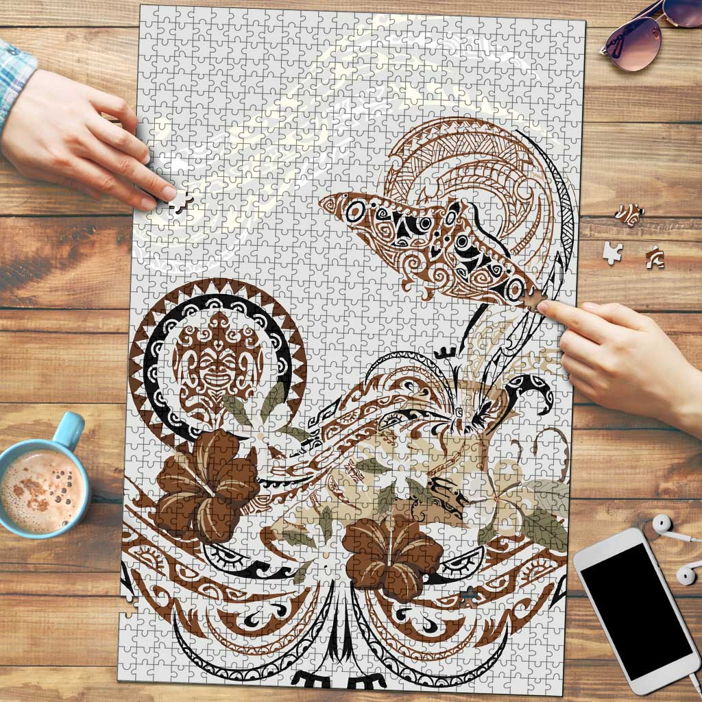 Polynesian Manta Ray Puzzle Beige Floral Turtle Tattoo LT9 Beige - Polynesian Pride