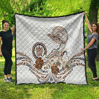 Polynesian Manta Ray Quilt Beige Floral Turtle Tattoo - Polynesian Pride