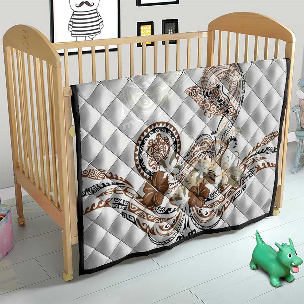 Polynesian Manta Ray Quilt Beige Floral Turtle Tattoo - Polynesian Pride