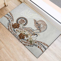 Polynesian Manta Ray Rubber Doormat Beige Floral Turtle Tattoo LT9 - Polynesian Pride