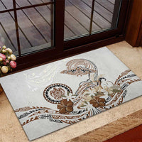 Polynesian Manta Ray Rubber Doormat Beige Floral Turtle Tattoo LT9 - Polynesian Pride