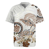 Polynesian Manta Ray Rugby Jersey Beige Floral Turtle Tattoo LT9 Beige - Polynesian Pride