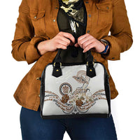 Polynesian Manta Ray Shoulder Handbag Beige Floral Turtle Tattoo - Polynesian Pride