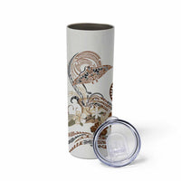Polynesian Manta Ray Skinny Tumbler Beige Floral Turtle Tattoo - Polynesian Pride