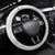 Polynesian Manta Ray Steering Wheel Cover Beige Floral Turtle Tattoo - Polynesian Pride