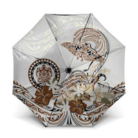 Polynesian Manta Ray Umbrella Beige Floral Turtle Tattoo - Polynesian Pride