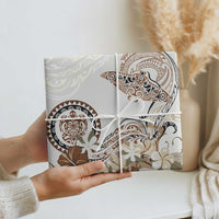 Polynesian Manta Ray Wrapping Paper Beige Floral Turtle Tattoo LT9 - Polynesian Pride