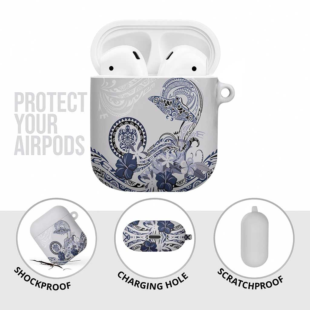 Polynesian Manta Ray AirPods Case Blue Floral Turtle Tattoo LT9 - Polynesian Pride