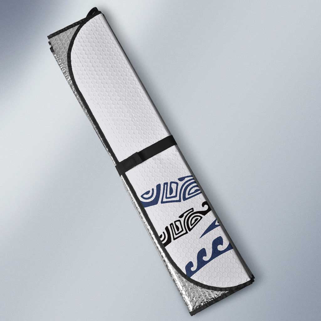 Polynesian Manta Ray Auto Sun Shade Blue Floral Turtle Tattoo - Polynesian Pride