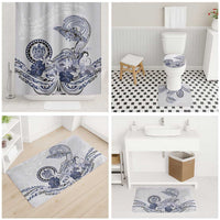 Polynesian Manta Ray Bathroom Set Blue Floral Turtle Tattoo - Polynesian Pride