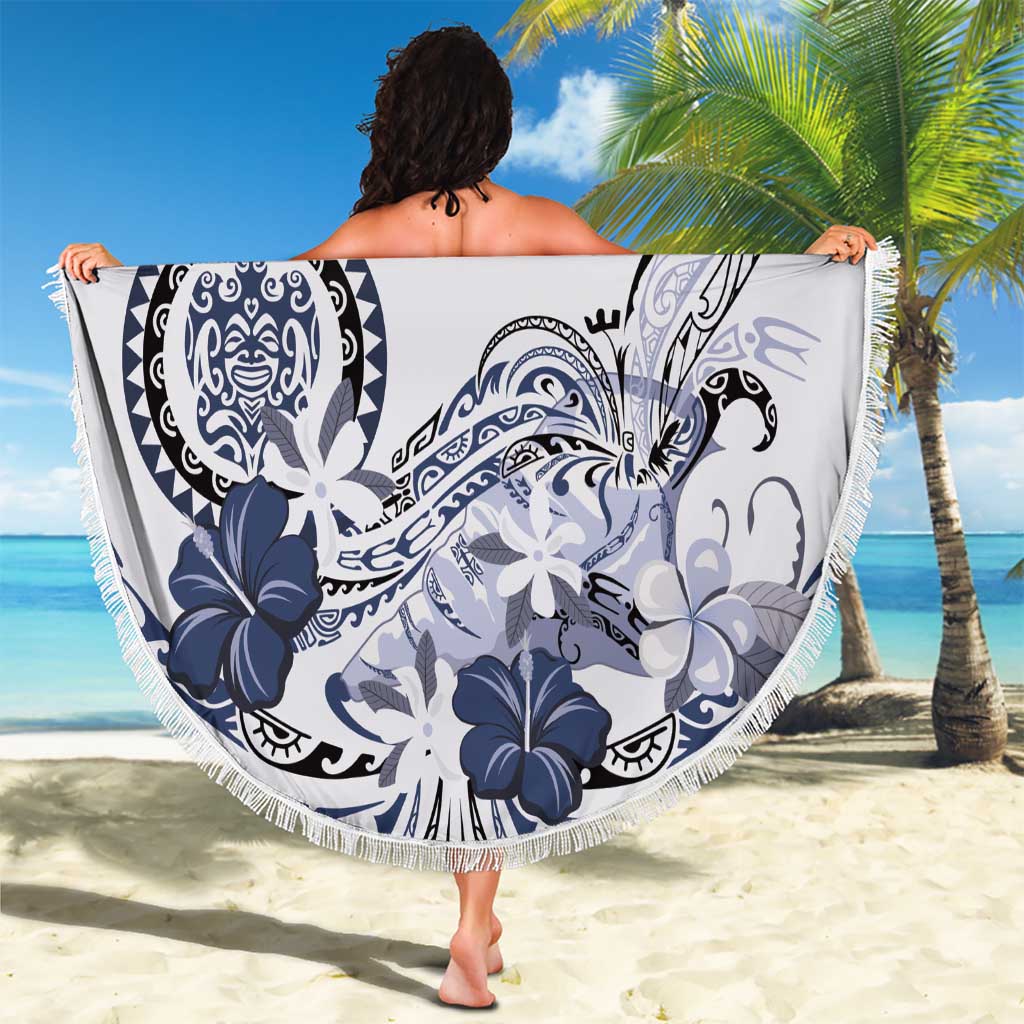 Polynesian Manta Ray Beach Blanket Blue Floral Turtle Tattoo LT9 - Polynesian Pride