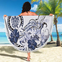 Polynesian Manta Ray Beach Blanket Blue Floral Turtle Tattoo LT9 - Polynesian Pride
