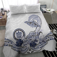 Polynesian Manta Ray Bedding Set Blue Floral Turtle Tattoo - Polynesian Pride