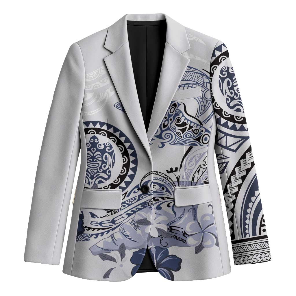 Polynesian Manta Ray Blazer Blue Floral Turtle Tattoo LT9 Unisex Blue - Polynesian Pride