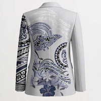 Polynesian Manta Ray Blazer Blue Floral Turtle Tattoo LT9 - Polynesian Pride