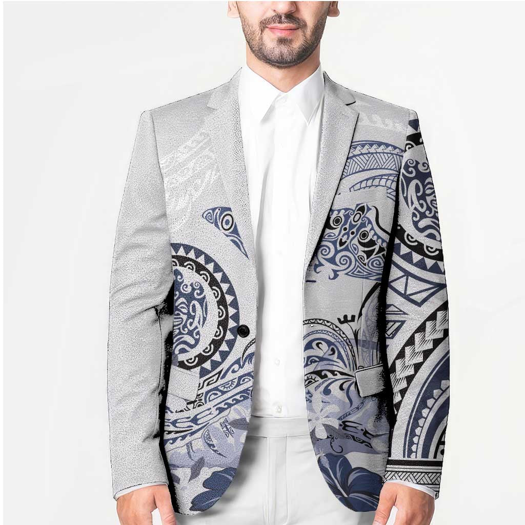 Polynesian Manta Ray Blazer Blue Floral Turtle Tattoo LT9 - Polynesian Pride