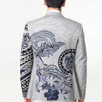 Polynesian Manta Ray Blazer Blue Floral Turtle Tattoo LT9 - Polynesian Pride