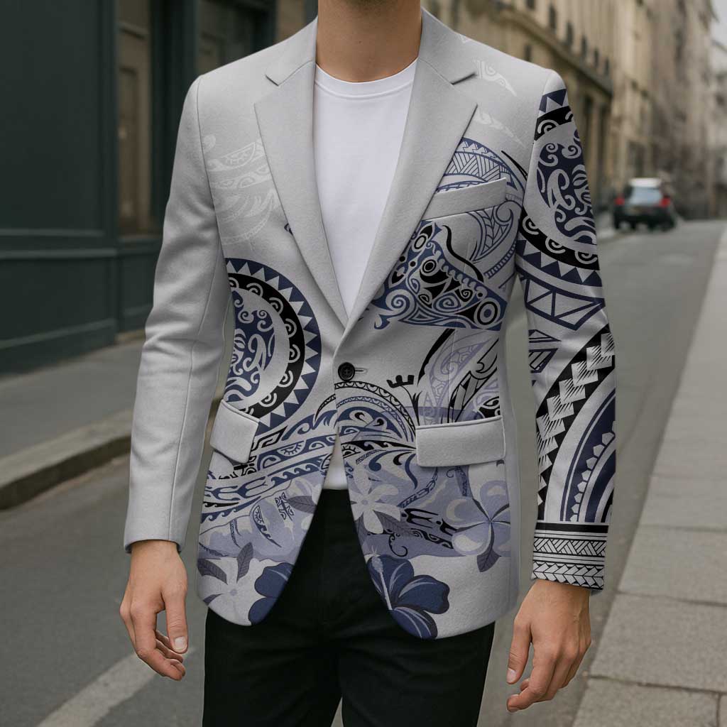 Polynesian Manta Ray Blazer Blue Floral Turtle Tattoo LT9 - Polynesian Pride