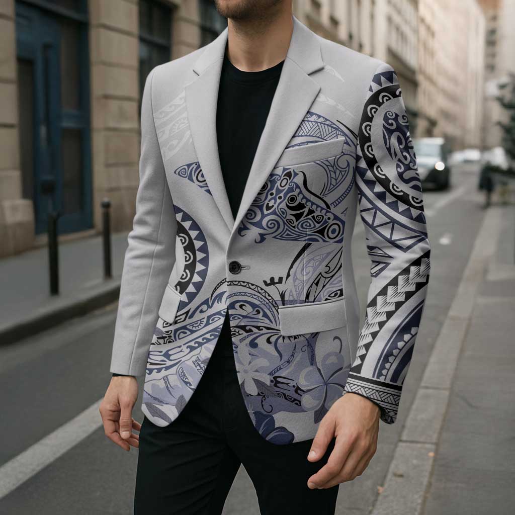 Polynesian Manta Ray Blazer Blue Floral Turtle Tattoo LT9 - Polynesian Pride