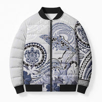 Polynesian Manta Ray Bomber Puffer Jacket Blue Floral Turtle Tattoo LT9 Unisex Blue - Polynesian Pride