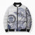 Polynesian Manta Ray Bomber Puffer Jacket Blue Floral Turtle Tattoo - Polynesian Pride