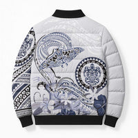 Polynesian Manta Ray Bomber Puffer Jacket Blue Floral Turtle Tattoo LT9 - Polynesian Pride