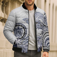Polynesian Manta Ray Bomber Puffer Jacket Blue Floral Turtle Tattoo LT9 - Polynesian Pride