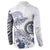 Polynesian Manta Ray Button Sweatshirt Blue Floral Turtle Tattoo - Polynesian Pride