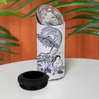 Polynesian Manta Ray 4 in 1 Can Cooler Tumbler Blue Floral Turtle Tattoo LT9 - Polynesian Pride