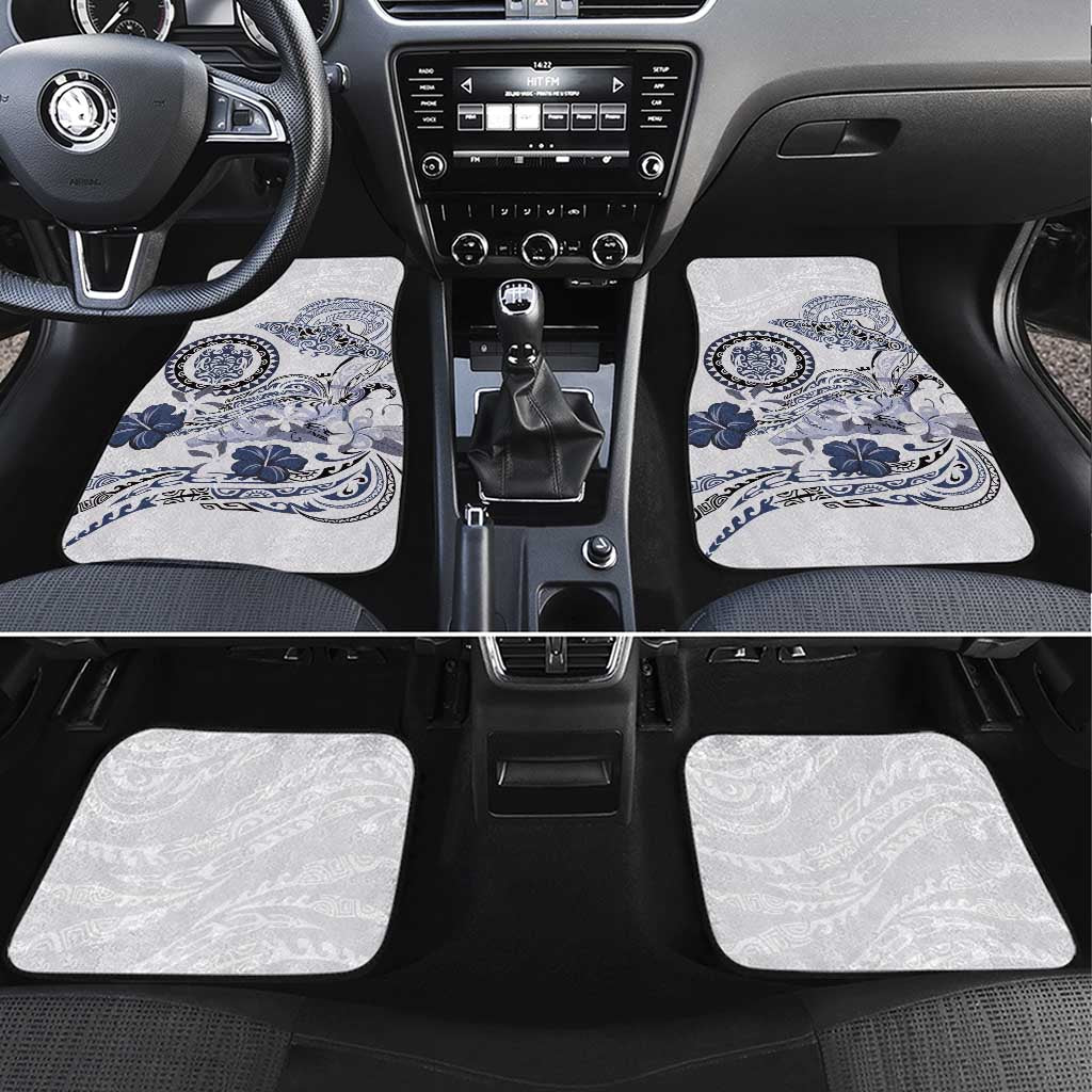 Polynesian Manta Ray Car Mats Blue Floral Turtle Tattoo LT9 Set 4pcs Blue - Polynesian Pride