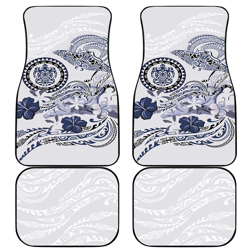 Polynesian Manta Ray Car Mats Blue Floral Turtle Tattoo LT9 - Polynesian Pride