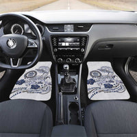 Polynesian Manta Ray Car Mats Blue Floral Turtle Tattoo LT9 Set 2pcs - Front Blue - Polynesian Pride
