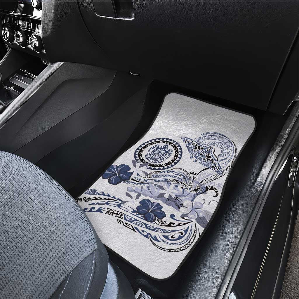 Polynesian Manta Ray Car Mats Blue Floral Turtle Tattoo LT9 - Polynesian Pride