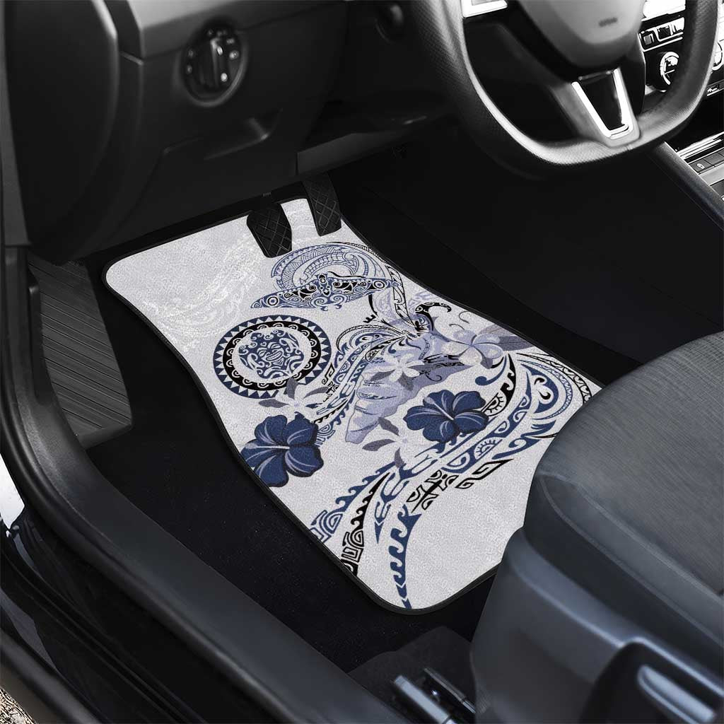 Polynesian Manta Ray Car Mats Blue Floral Turtle Tattoo LT9 - Polynesian Pride