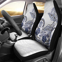 Polynesian Manta Ray Car Seat Cover Blue Floral Turtle Tattoo - Polynesian Pride