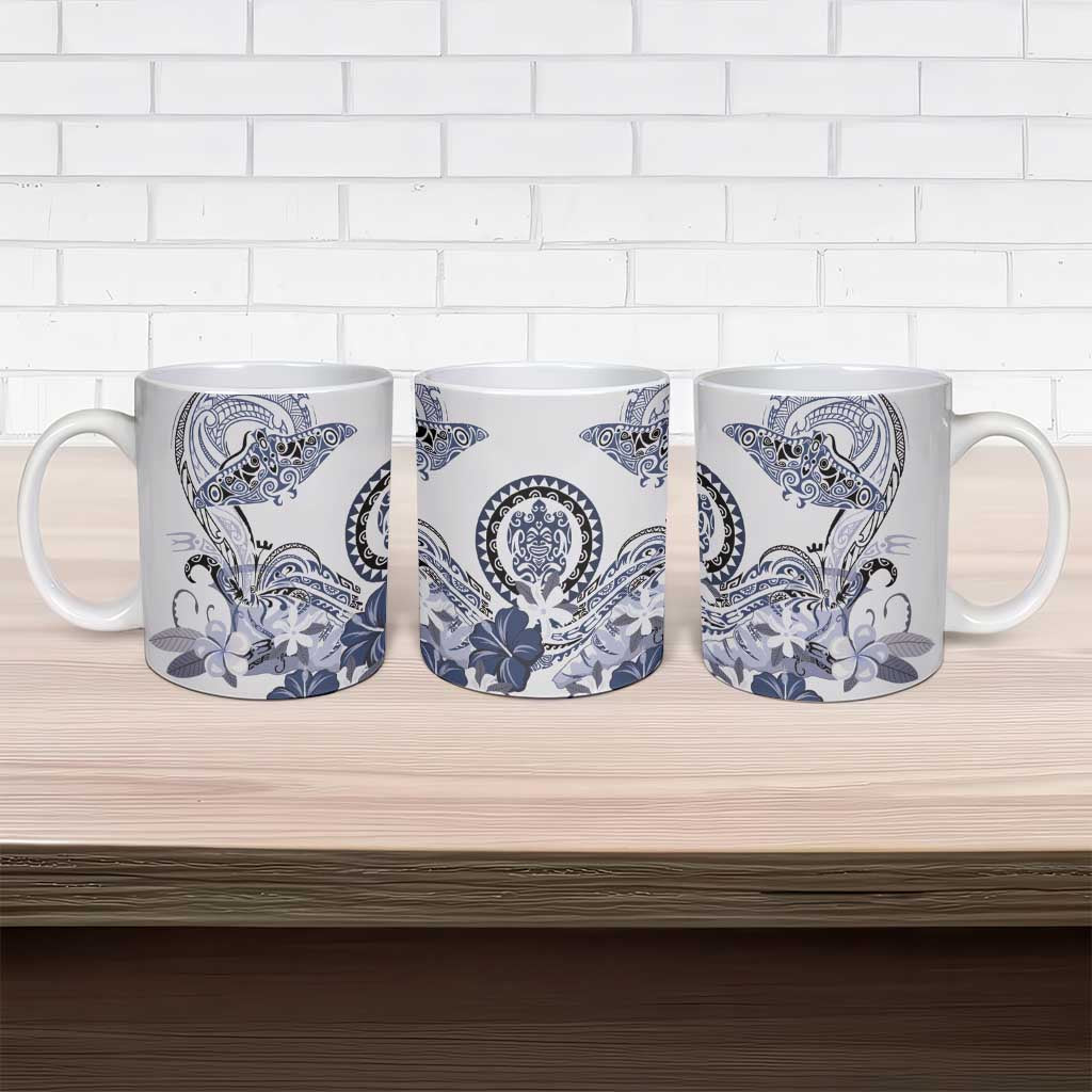 Polynesian Manta Ray Ceramic Mug Blue Floral Turtle Tattoo LT9 - Polynesian Pride